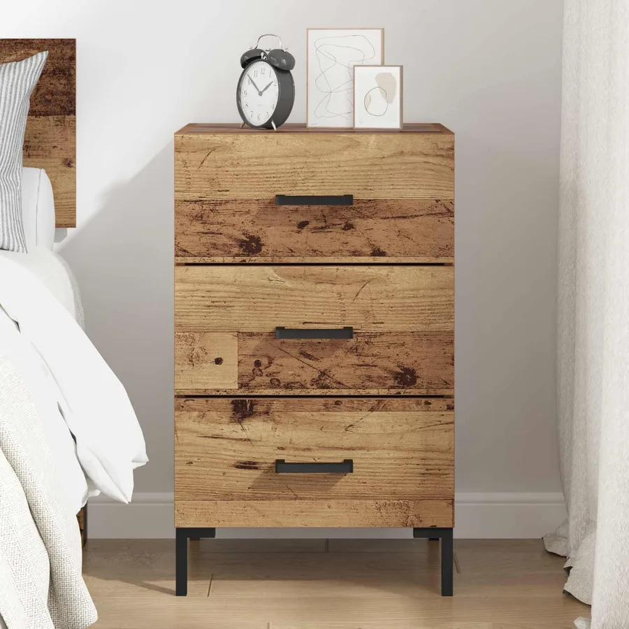 Cabinet de chevet Bois ancien 40 x 40 x 66 cm Bois d'ingénierie - 4