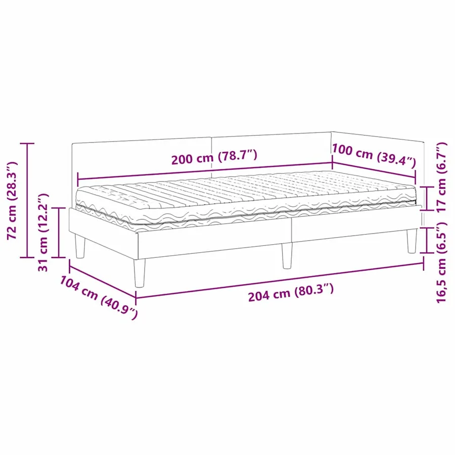 Cadre de lit d'angle avec matelas 2 pcs Gris clair Velours - 13