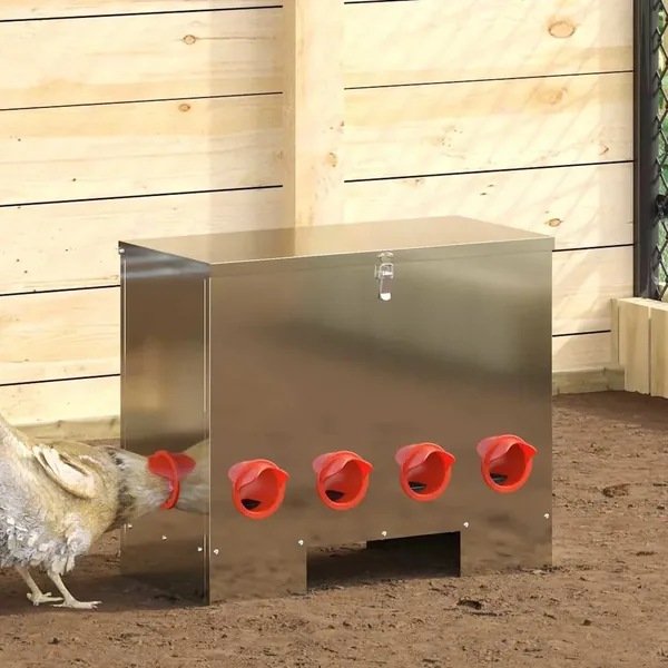 Mangeoire pour poules 2 pcs Argent 60,5 x 29 x 51 cm