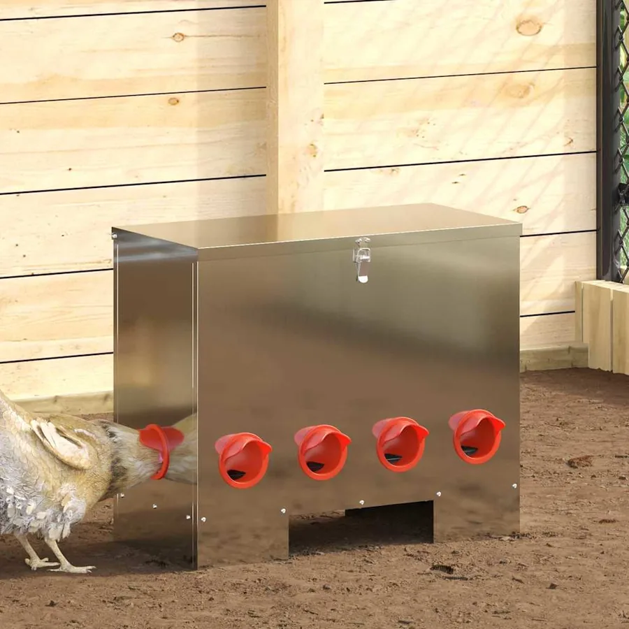 Mangeoire pour poules 2 pcs Argent 60,5 x 29 x 51 cm