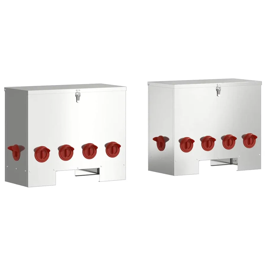 Mangeoire pour poules 2 pcs Argent 60,5 x 29 x 51 cm - 2