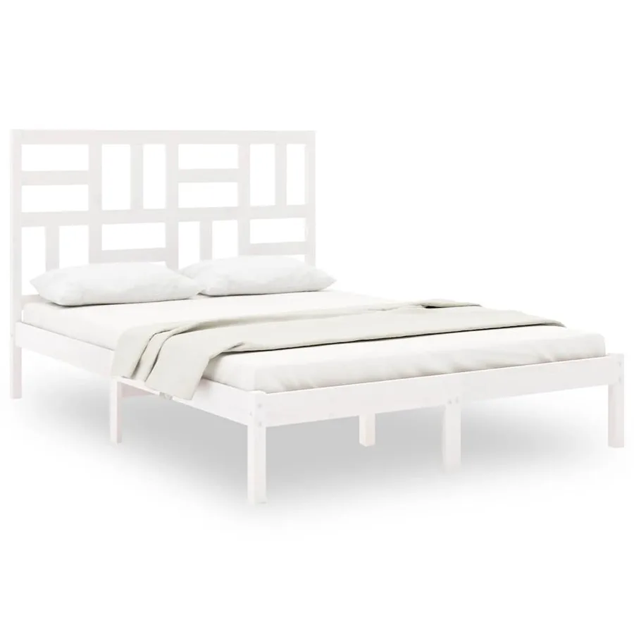 Cadre de lit sans matelas blanc bois massif 120x200 cm - 2