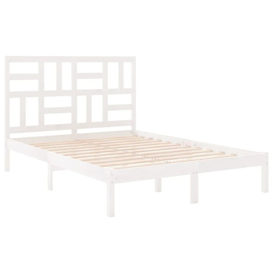 Cadre de lit sans matelas blanc bois massif 120x200 cm - 4