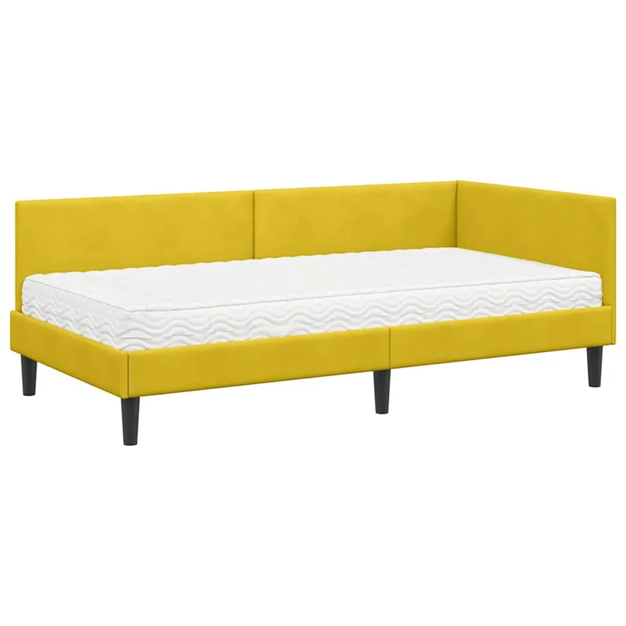 Cadre de lit d'angle avec matelas Autre 2 pcs Jaune Velours - 4