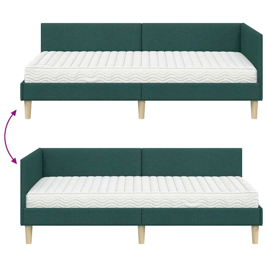 Cadre de lit d'angle avec matelas Autre 2 pcs Vert tissu - 12