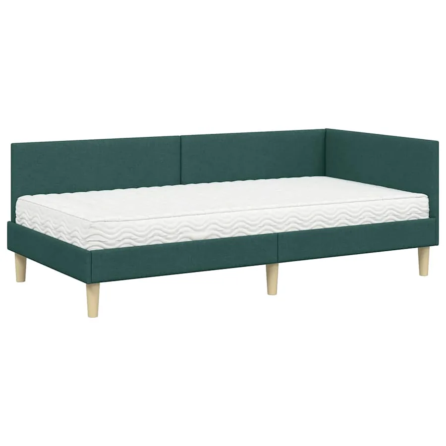 Cadre de lit d'angle avec matelas Autre 2 pcs Vert tissu - 4