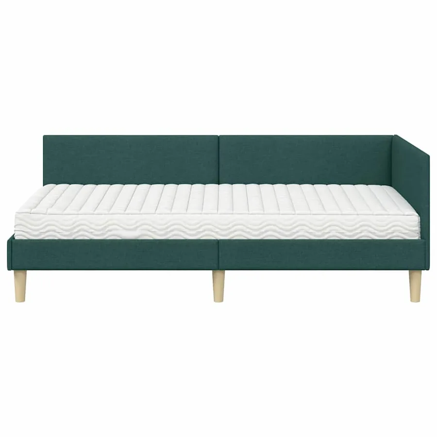 Cadre de lit d'angle avec matelas Autre 2 pcs Vert tissu - 5