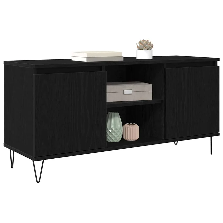 Meuble TV Chêne noir 104 x 35 x 50 cm Bois d'ingénierie - 3