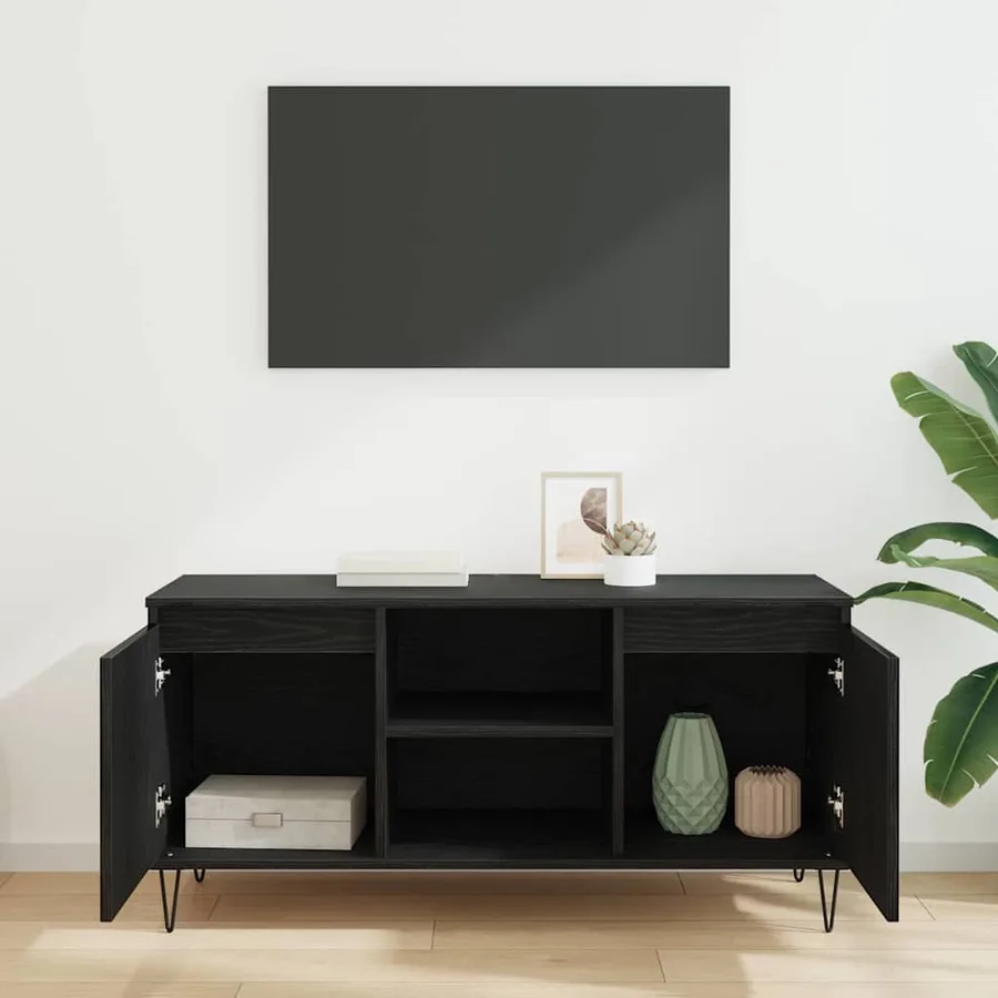 Meuble TV Chêne noir 104 x 35 x 50 cm Bois d'ingénierie - 4