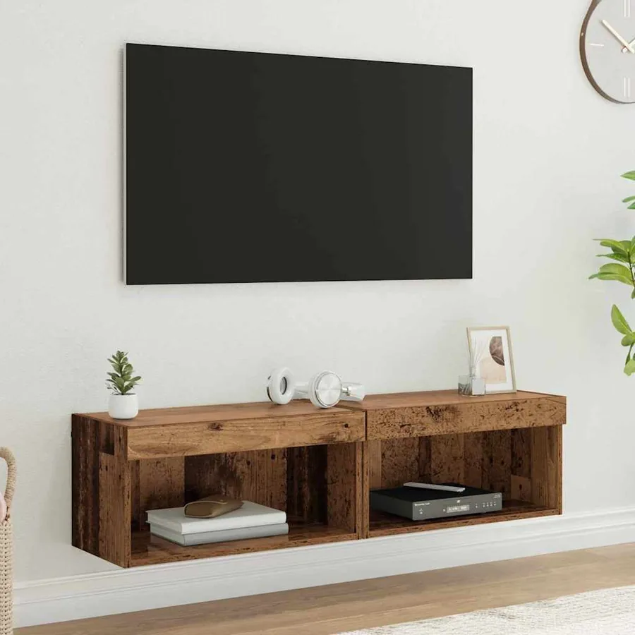 Ensemble meuble TV avec LED 2 pcs Bois Ancien 60 x 30 x 30 cm