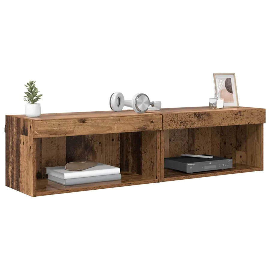 Ensemble meuble TV avec LED 2 pcs Bois Ancien 60 x 30 x 30 cm - 3