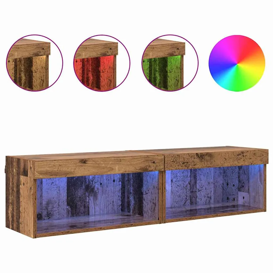 Ensemble meuble TV avec LED 2 pcs Bois Ancien 60 x 30 x 30 cm - 4