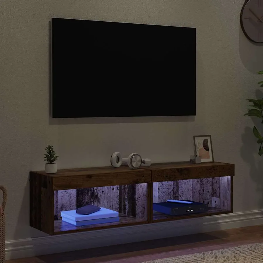 Ensemble meuble TV avec LED 2 pcs Bois Ancien 60 x 30 x 30 cm - 5