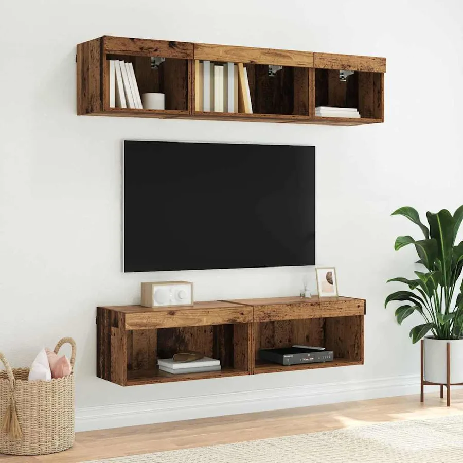Ensemble meuble TV avec LED 2 pcs Bois Ancien 60 x 30 x 30 cm - 6