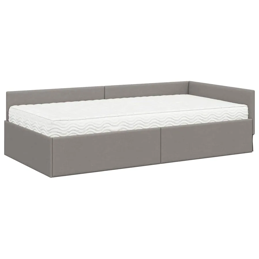 Cadre de lit d'angle avec matelas Autre 2 pcs Taupe tissu - 4