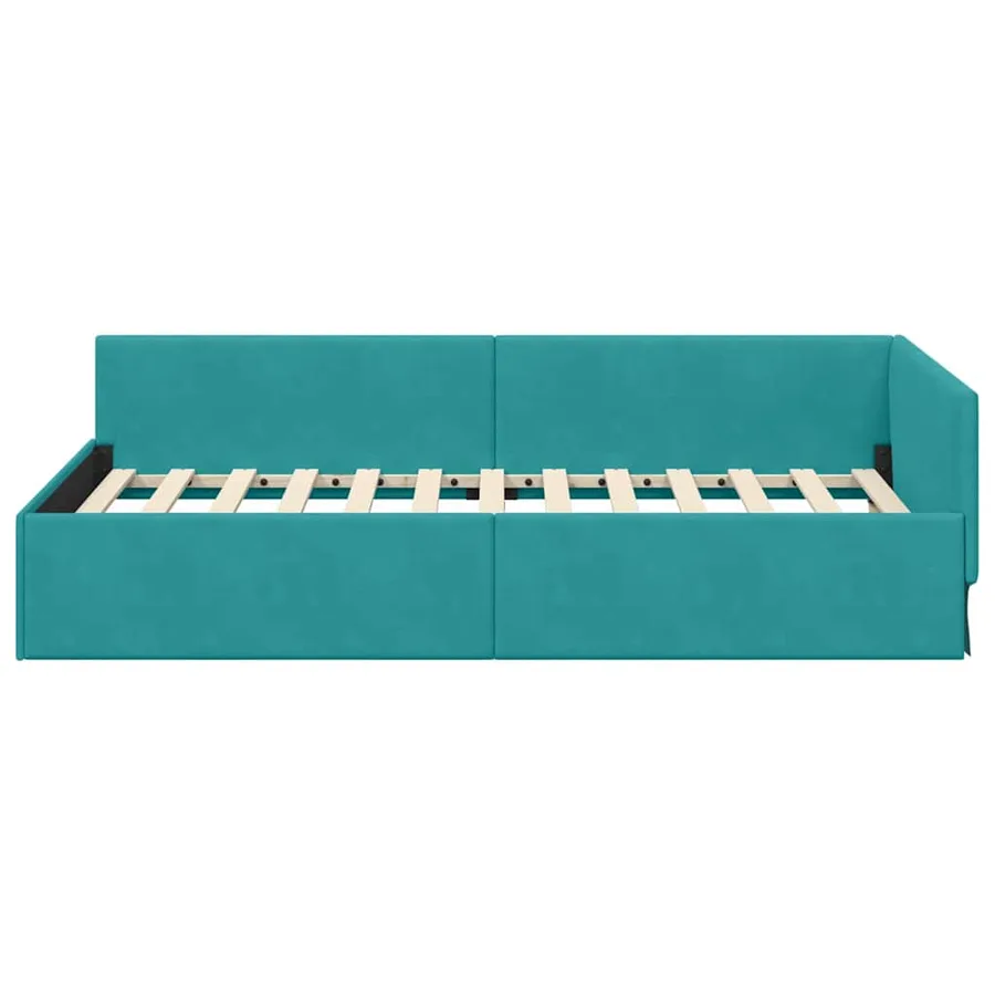Cadre de lit d'angle Turquoise 80 cm x 200 cm Velours - 5