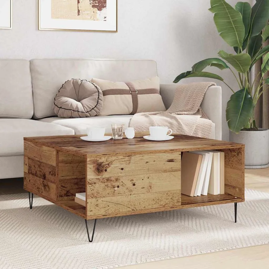 Table basse Bois Ancien 80 x 80 x 36,5 cm Bois d'ingénierie - 4