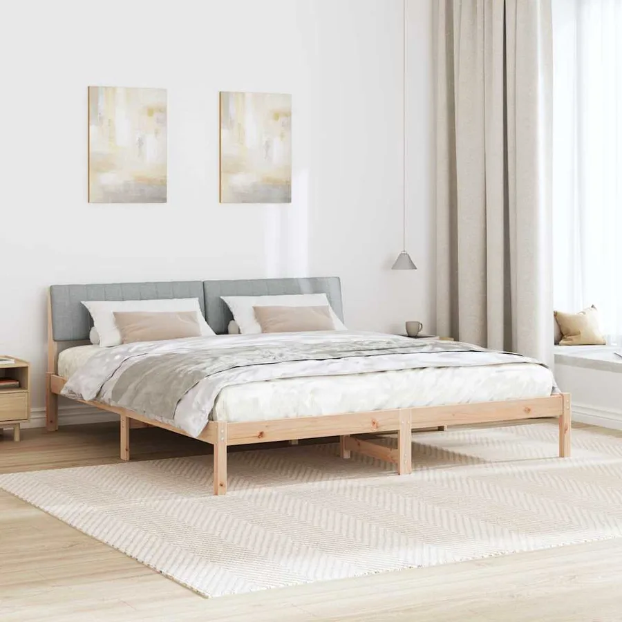 Cadre de lit avec tête de lit Marron et gris clair 180 x 200 cm - 4