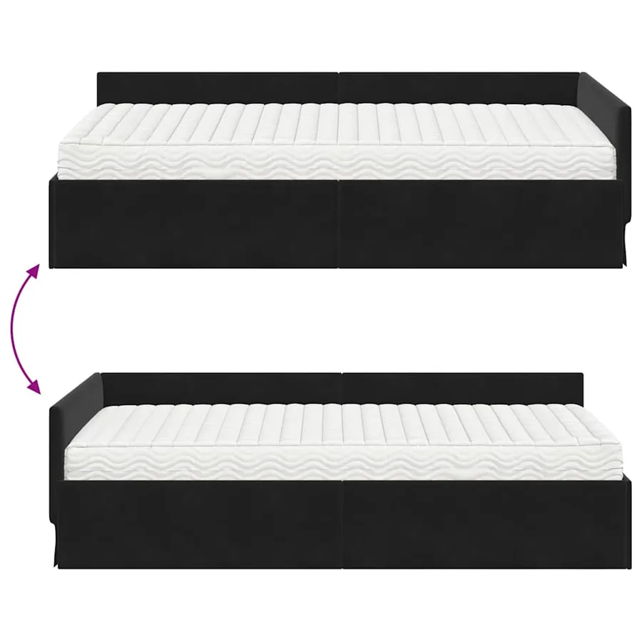 Cadre de lit d'angle avec matelas Autre 2 pcs Gris Velours - 12