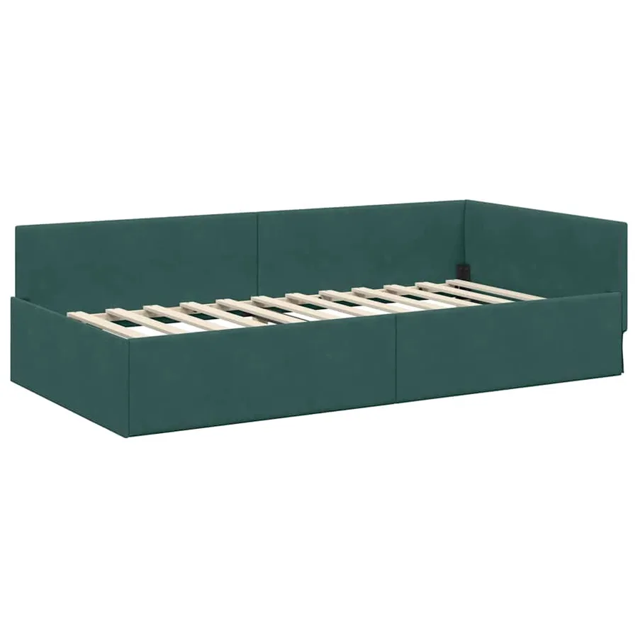Cadre de lit d'angle avec matelas Autre 2 pcs Vert Velours - 6