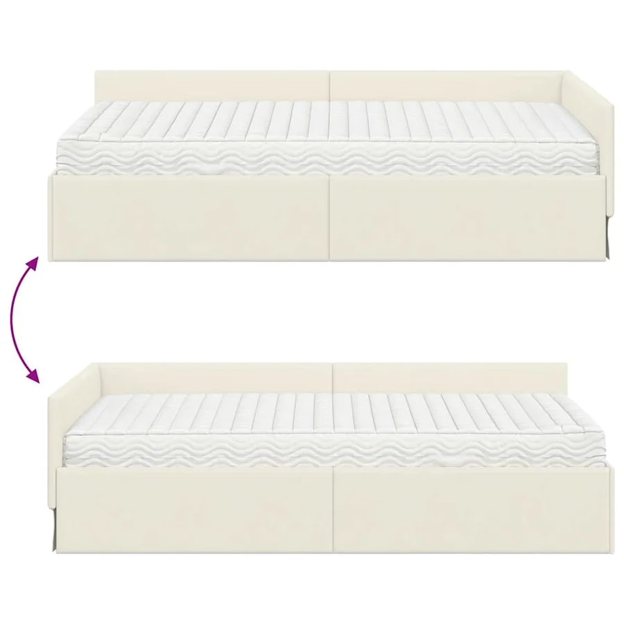 Cadre de lit d'angle avec matelas Autre 2 pcs Gris Velours - 12