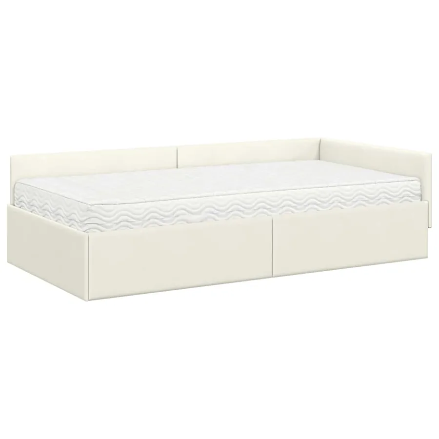 Cadre de lit d'angle avec matelas Autre 2 pcs Gris Velours - 4