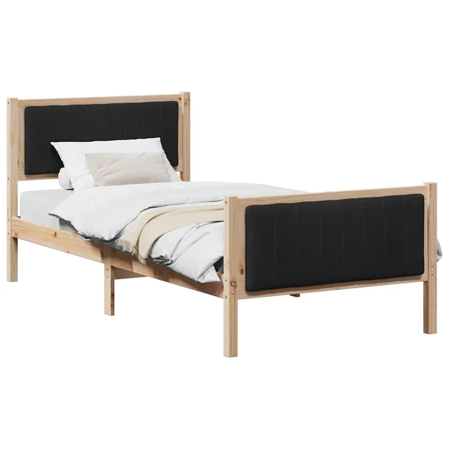Cadre de lit Marron et noir 90 x 190 cm Bois massif en pin - 3