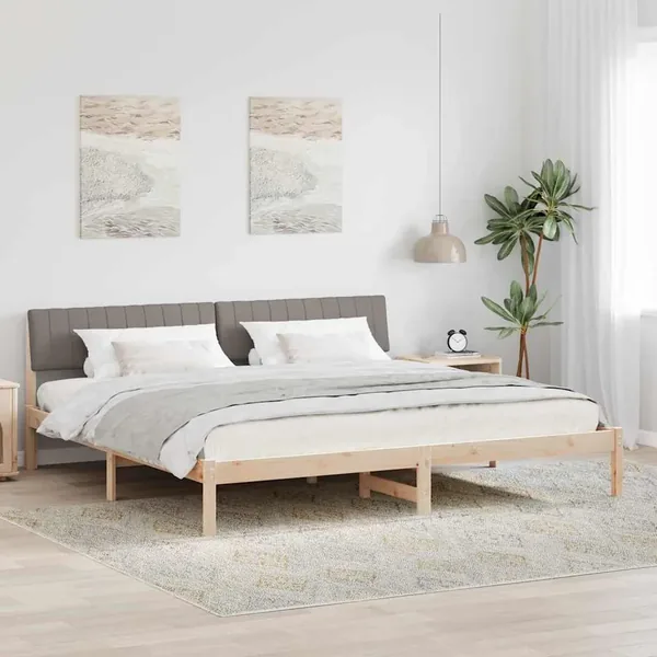 Cadre de lit Marron et taupe 200 x 200 cm Bois massif en pin