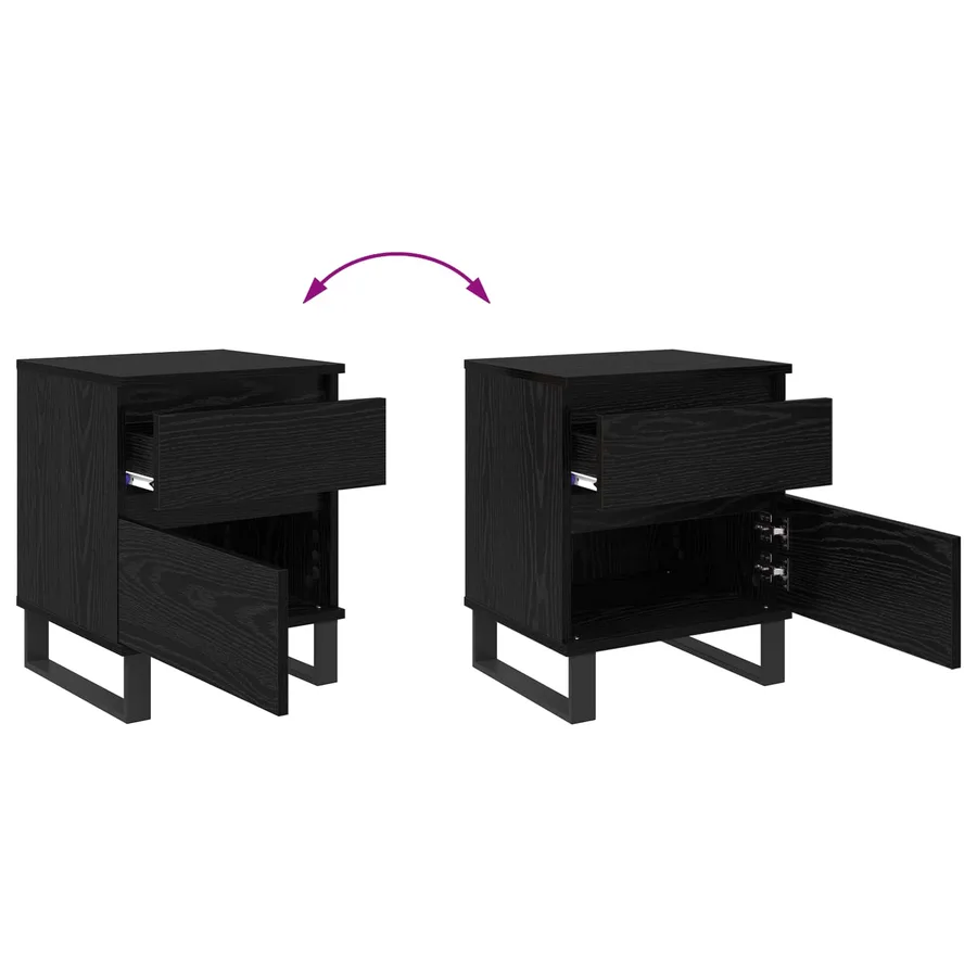 Cabinet de chevet Chêne noir 40 x 35 x 50 cm Bois d'ingénierie - 12