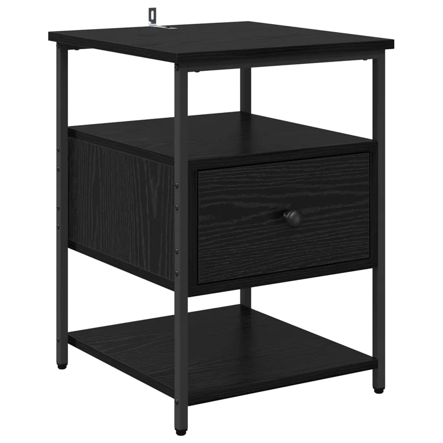 Cabinet de chevet Chêne noir 40 x 42 x 56 cm Bois d'ingénierie - 2