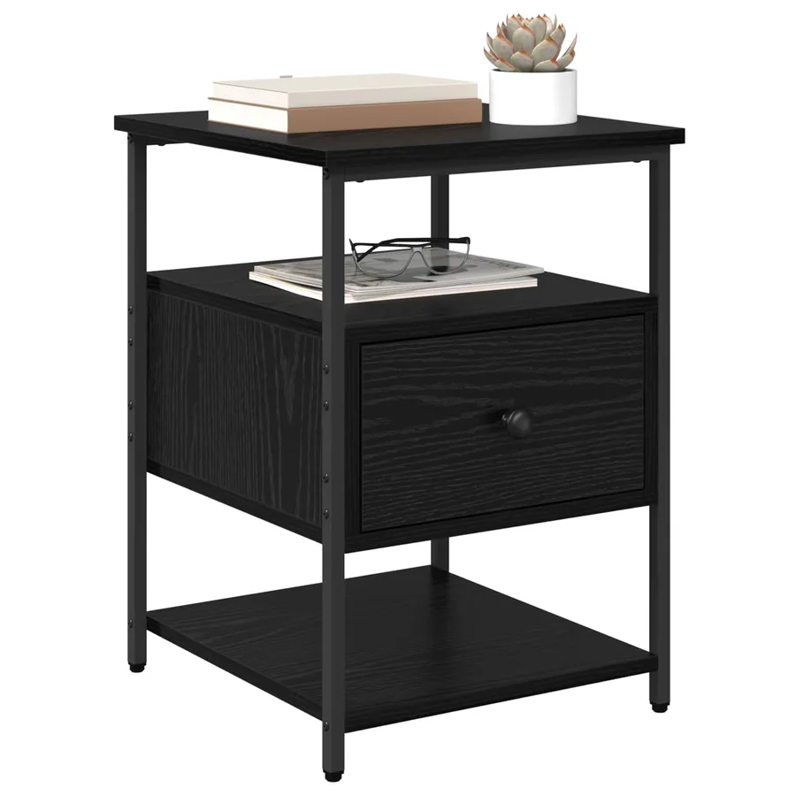 Cabinet de chevet Chêne noir 40 x 42 x 56 cm Bois d'ingénierie - 3