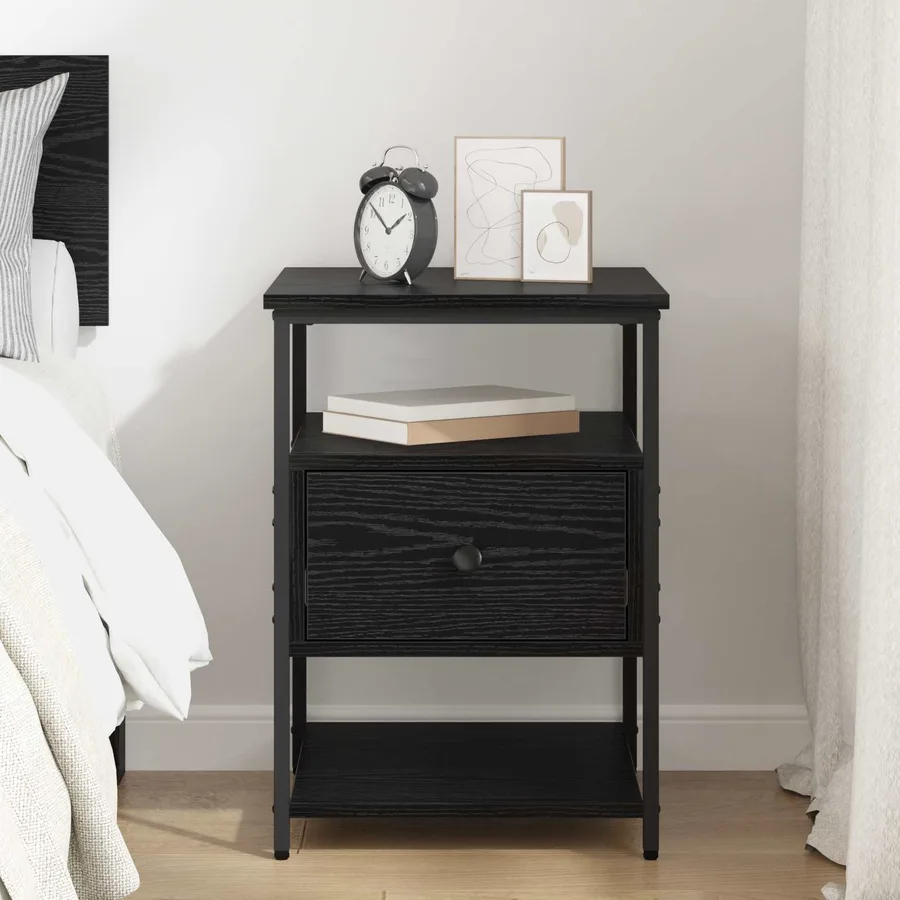 Cabinet de chevet Chêne noir 40 x 42 x 56 cm Bois d'ingénierie - 4