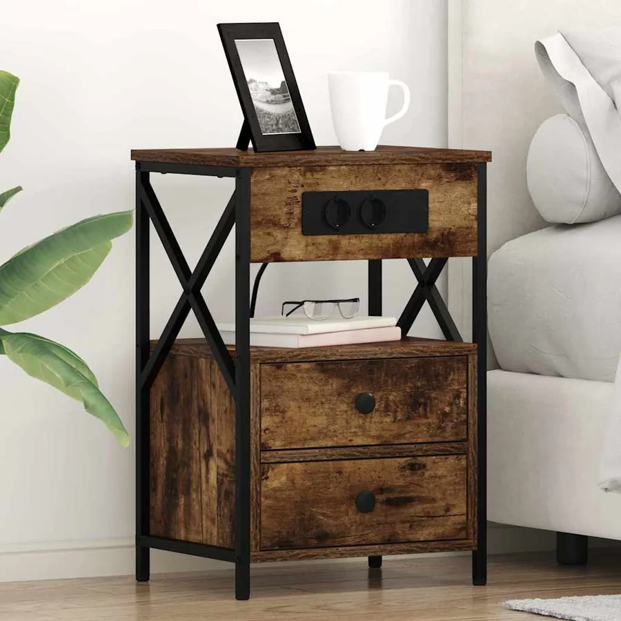Cabinet de chevet Chêne fumé 40 x 31 x 60 cm Bois d'ingénierie