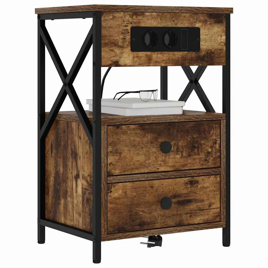 Cabinet de chevet Chêne fumé 40 x 31 x 60 cm Bois d'ingénierie - 3