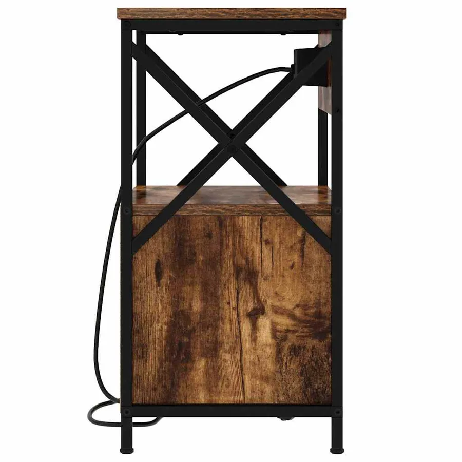 Cabinet de chevet Chêne fumé 40 x 31 x 60 cm Bois d'ingénierie - 7