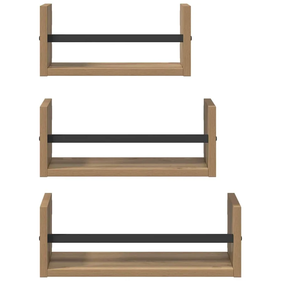 Ensemble d'étagères murales 3 pcs Chêne artisanal 40x16x14cm - 5