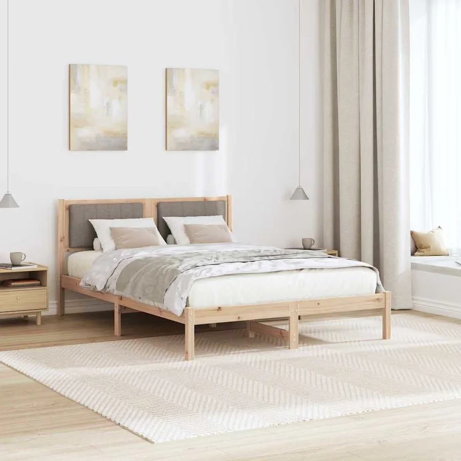 Cadre de lit avec tête de lit rembourrée Taupe 120 x 190 cm - 4