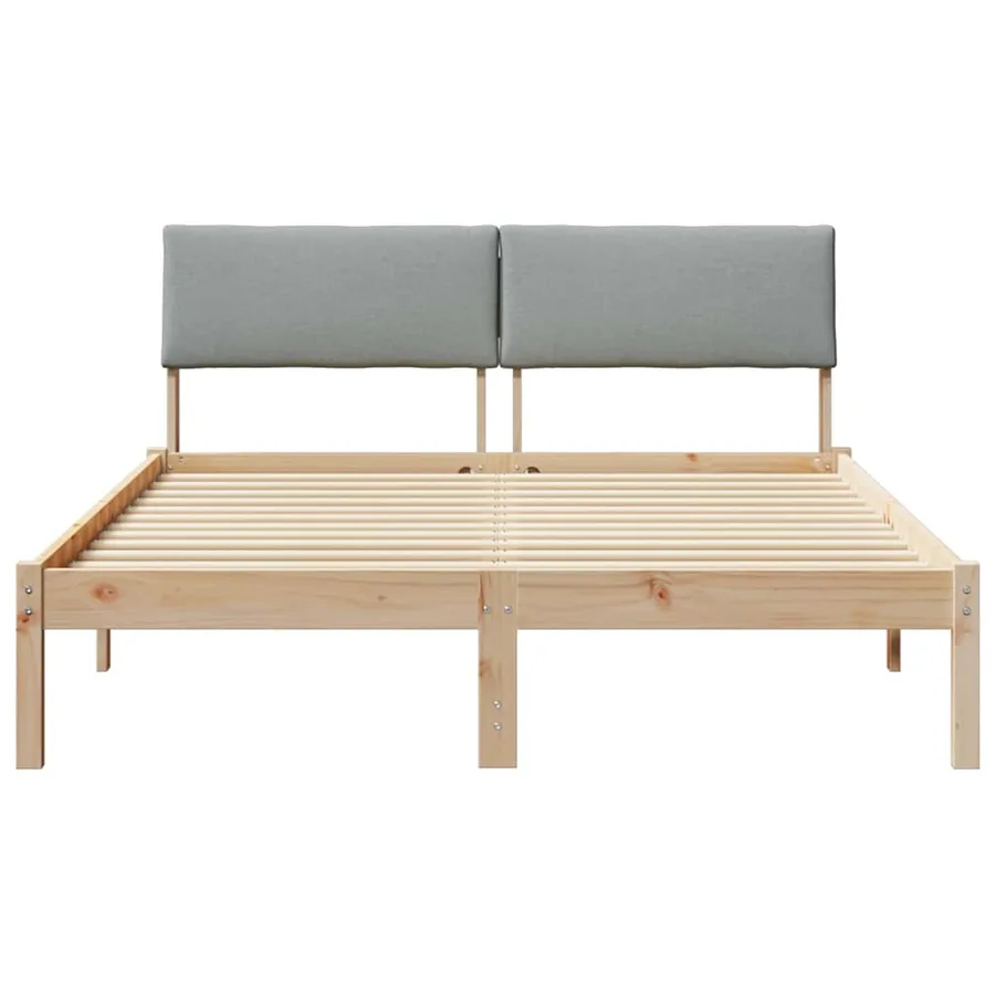 Cadre de lit avec tête de lit Marron et gris clair 140 x 190 cm - 5