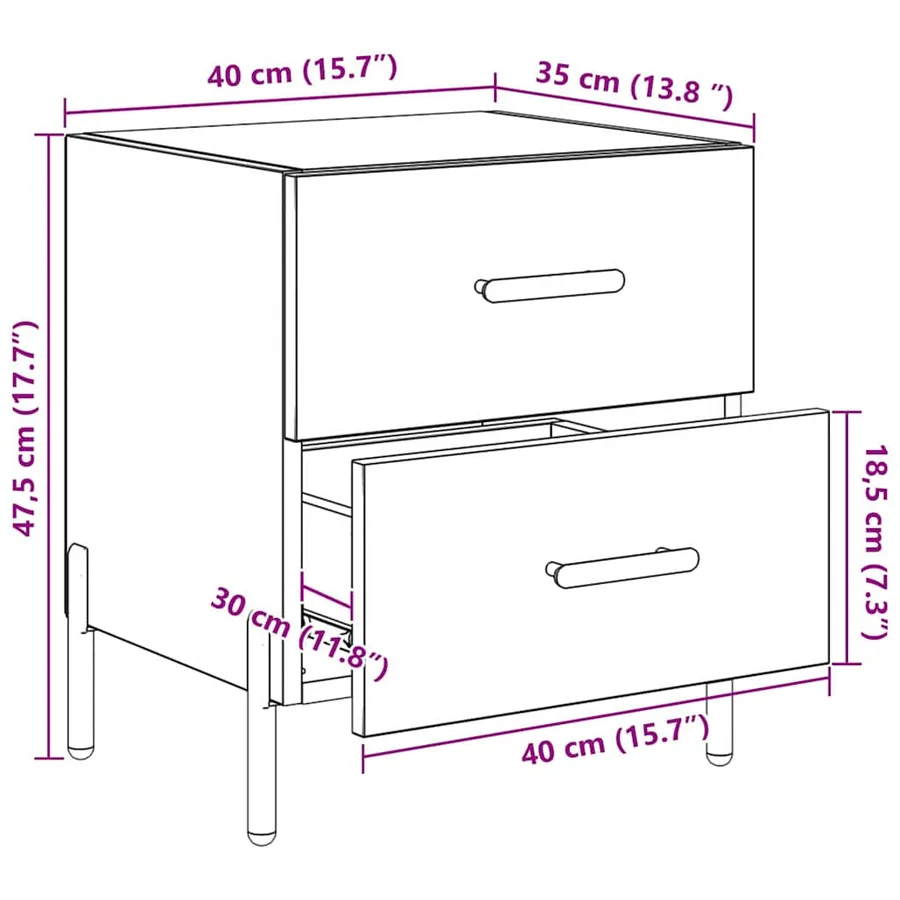 Cabinet de chevet Chêne artisanal 40 x 35 x 47,5 cm - 14