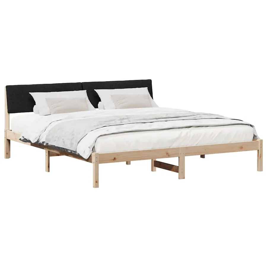 Cadre de lit Marron et noir 200 x 200 cm Bois massif en pin - 3