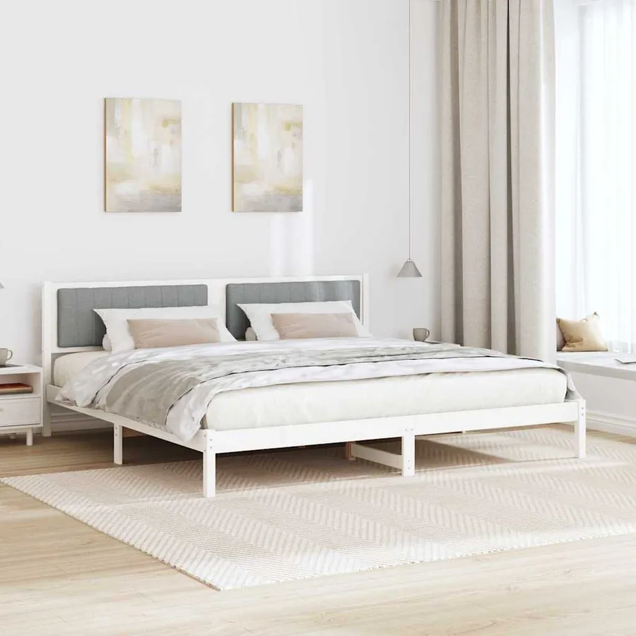 Cadre de lit Gris clair 200 x 200 cm Pin massif - 4