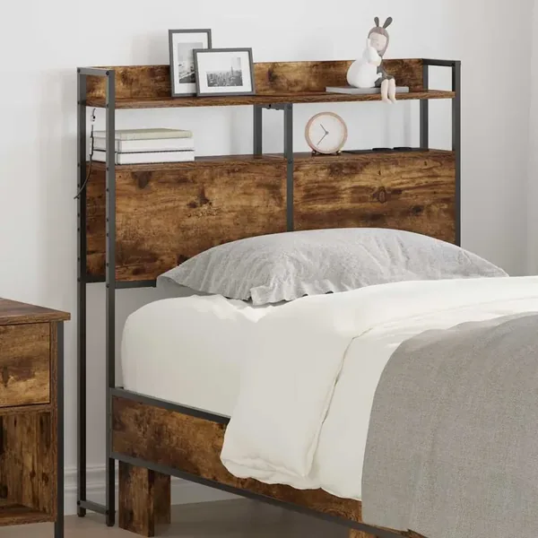Tête de lit de rangement Chêne fumé Bois d'ingénierie