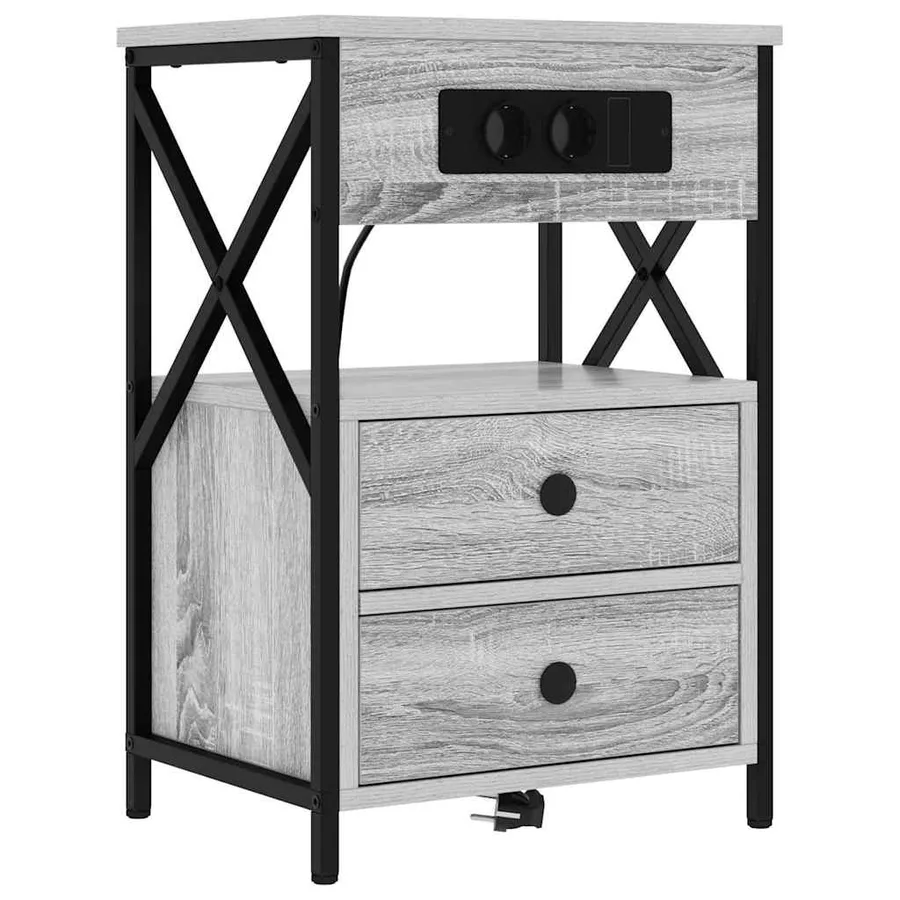 Cabinet de chevet Gris Sonoma 40 x 31 x 60 cm Bois d'ingénierie - 2