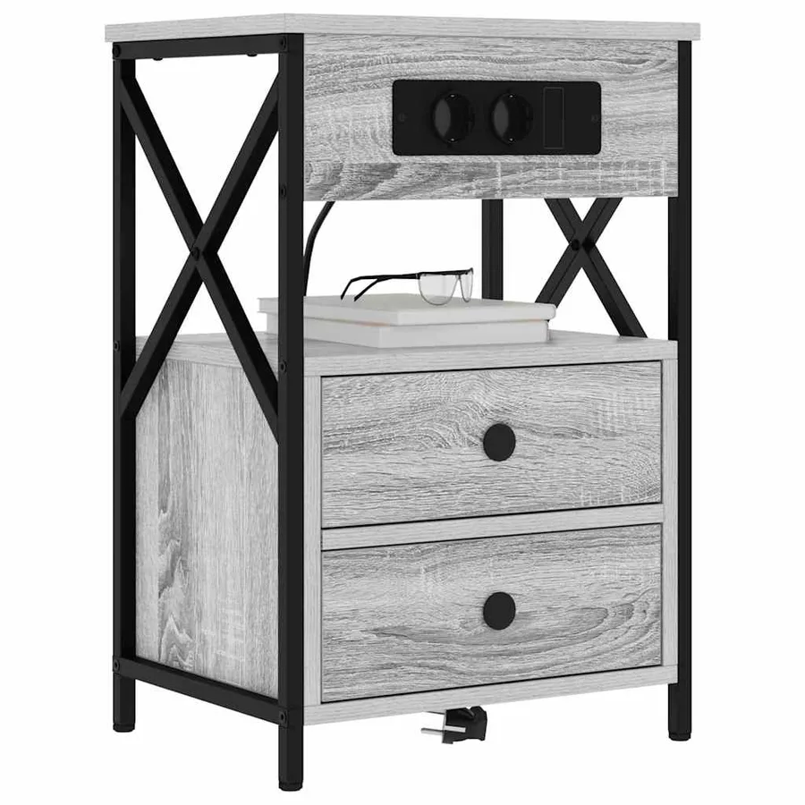 Cabinet de chevet Gris Sonoma 40 x 31 x 60 cm Bois d'ingénierie - 3