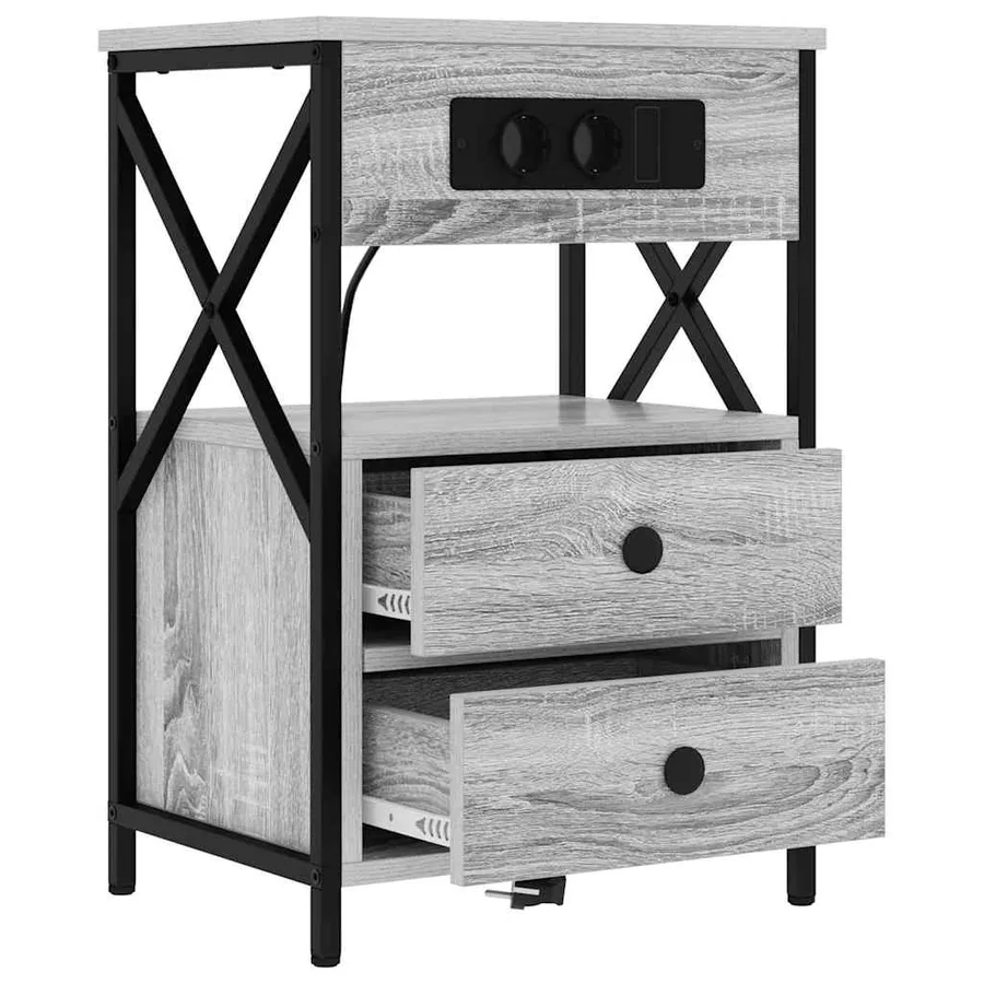 Cabinet de chevet Gris Sonoma 40 x 31 x 60 cm Bois d'ingénierie - 5