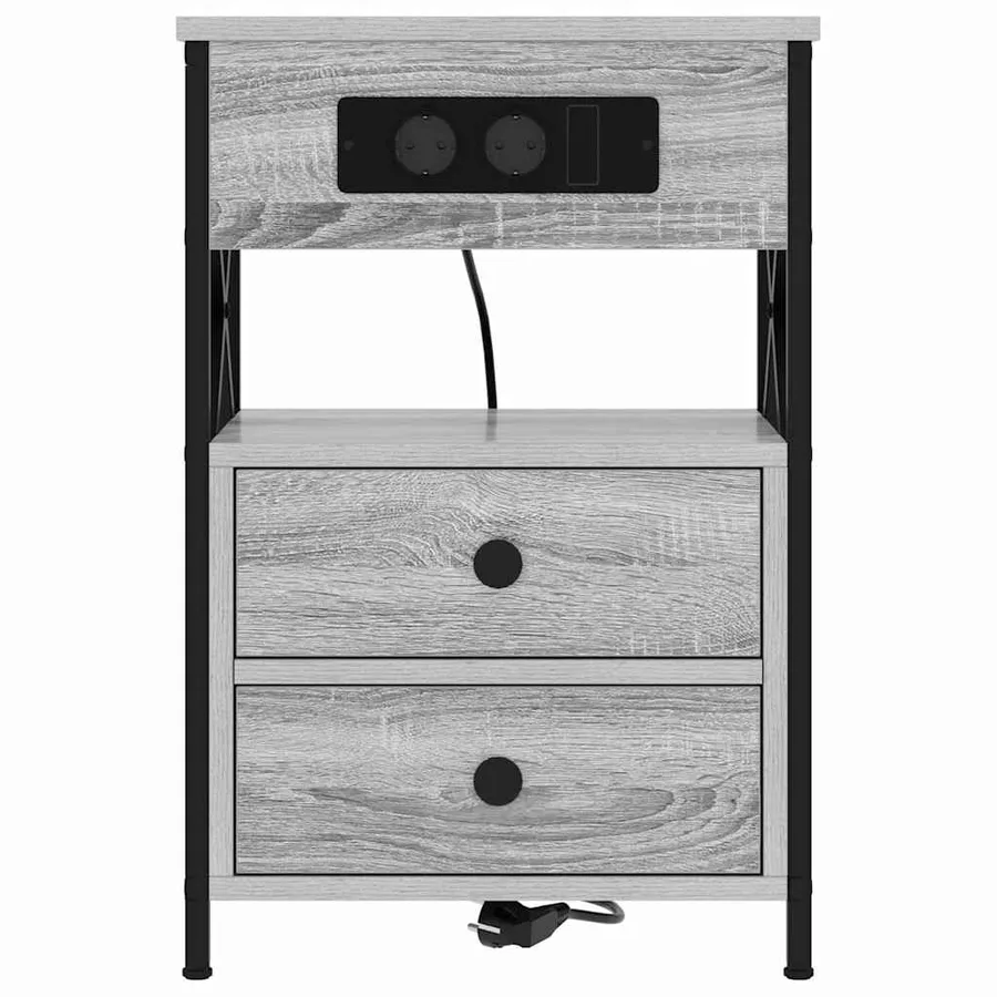 Cabinet de chevet Gris Sonoma 40 x 31 x 60 cm Bois d'ingénierie - 6