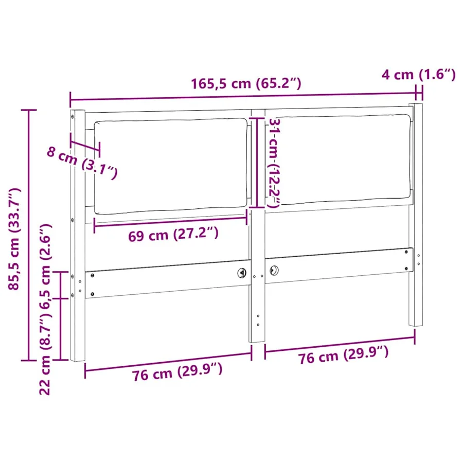 Tête de lit Autre Marron 160 cm Bois massif en pin - 11