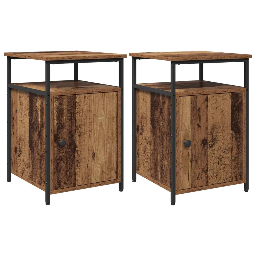 Cabinet de chevet 2 pcs Vieux bois Bois d'ingénierie - 2