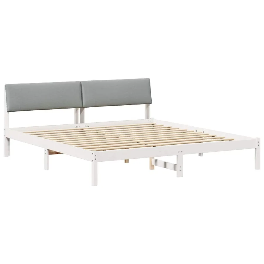 Cadre de lit avec tête de lit Blanc et gris clair 200 x 200 cm - 2