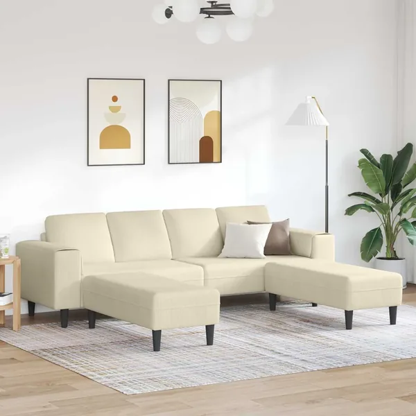 Canapé Crème 250 x 188 x 76 cm Tissu en velours côtelé